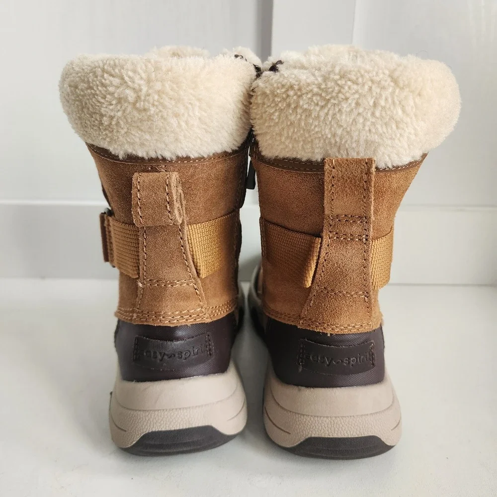 Easy Spirit Senorte Womens 5M Tan Suede‎ Faux Fur Lined Winter Snow Boots Brown